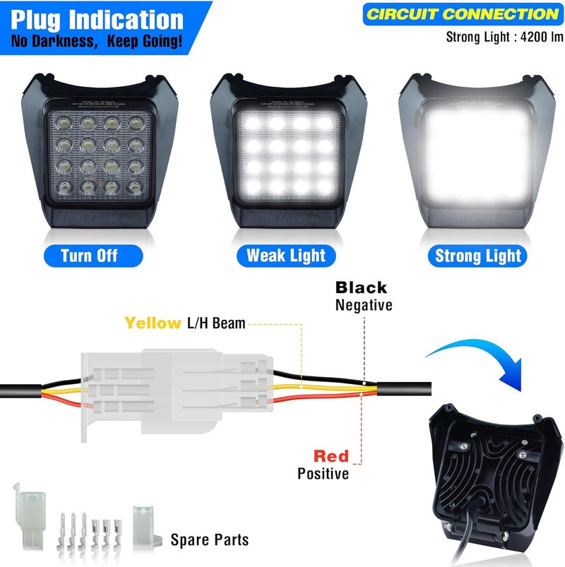 MCHMFG Dirt Bike Headlight,LED Enduro Pit Bike Light Kit Universal For Most Dirt Pit Bike Motorcycle EXC SXF Black - Image 5